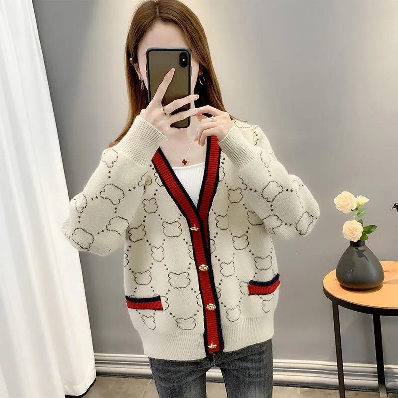 都市ファッショ デザイン オシャレ 上質 切り替え 4色選択 ニットトップスE-9666