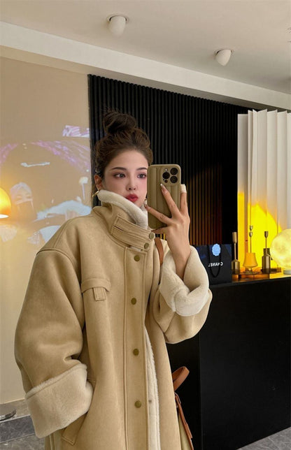 美人度アップ オシャレデザイン プラスベルベット ムートンコートE-12378