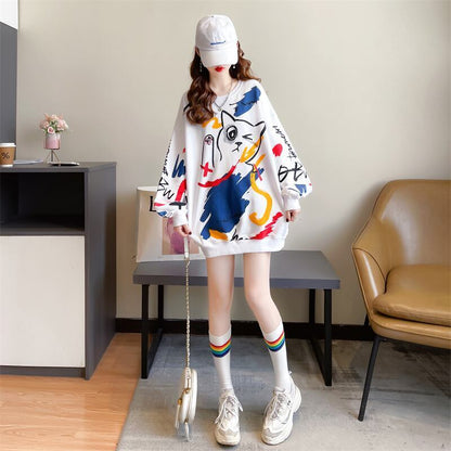 美人度アップ プリント ファッション スウェット パーカーE-3694