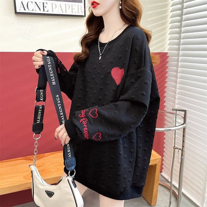 定番シンプル アルファベット刺 ハートマーク 三色 スウェットE-3996