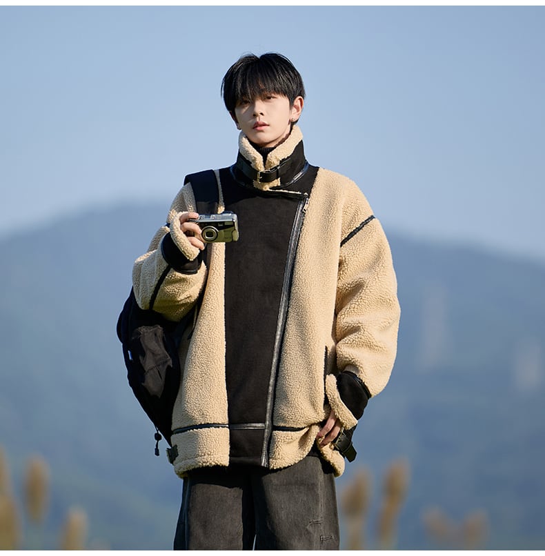 冬新作 ムートン風 暖かい 3色展開 ジャケットE-12583