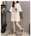 好感度UP シンプル ファッション 切り替え プリント Tシャツ -A763