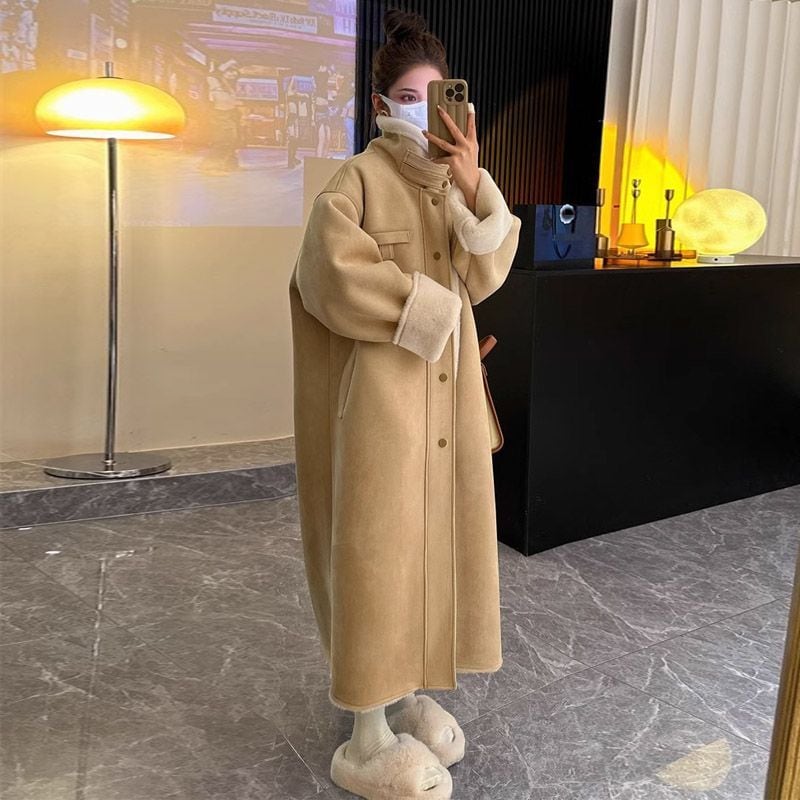 美人度アップ オシャレデザイン プラスベルベット ムートンコートE-12378