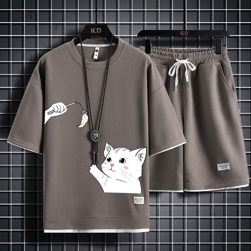 男女兼用 上質 カジュアル Tシャツ & ショーツ セットアップ U-80040