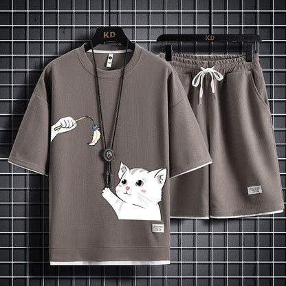 男女兼用 上質 カジュアル Tシャツ & ショーツ セットアップ U-80040