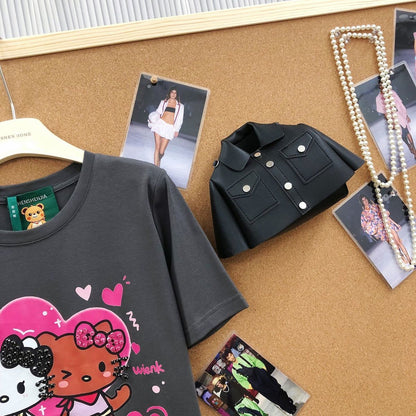売れ筋 カジュアル プリント Tシャツ E-13472