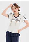 人気高い Vネック 配色 プリント 半袖 Tシャツ F-13546