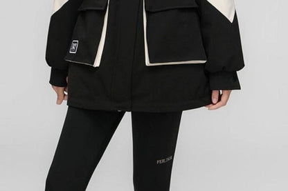 ファッション 4色選択 スタイルアップ フード付きジッパーコート E-10012