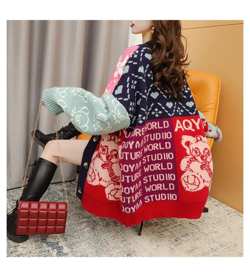 ルーズレイジースタイル漫画セーターカーディガントE-5021