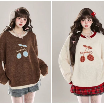 【裏起毛】存在感抜群 切り替え トレンドアイテムEweet系可愛い 2色選択 ニットトップスE-10702