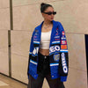 【人気急上昇中】ユニセックス   スポーティーなブループリントのカジュアルジャージE-5090