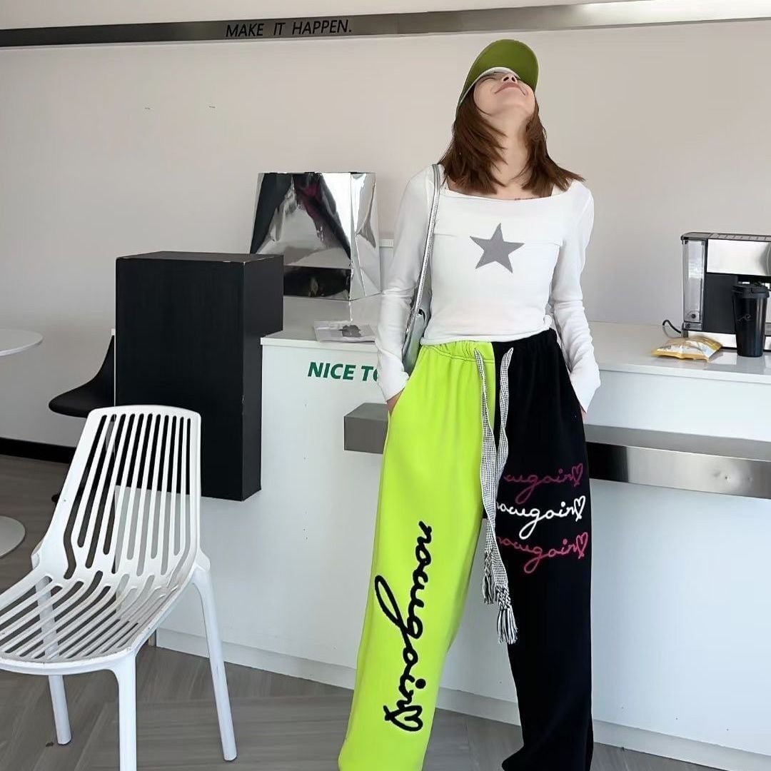 着?せ刺?ロゴ裏起毛ジョガーパンツ全3色E-4491