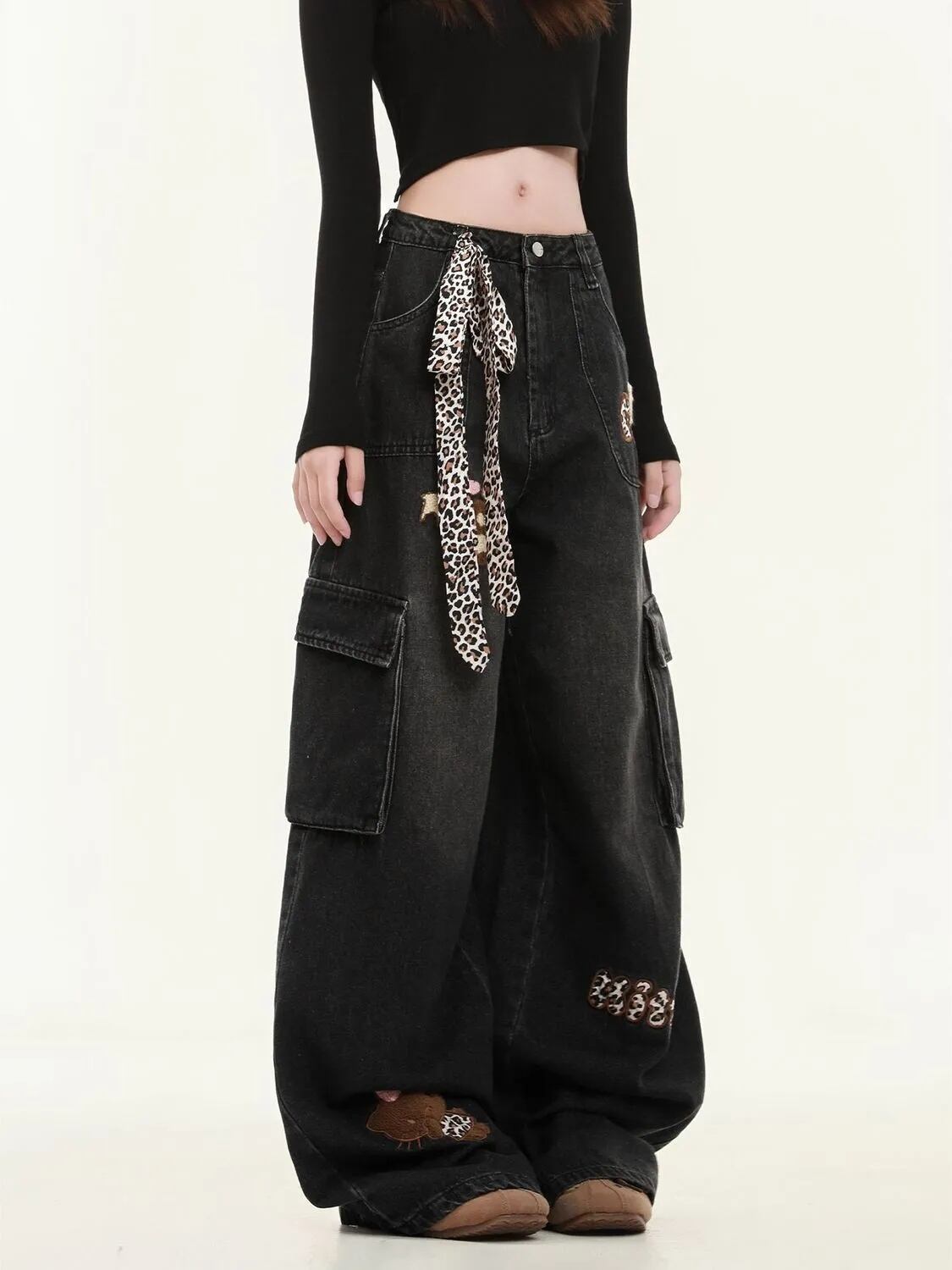 着回し力抜群 売り切れ必至 プラスベルベット 2色選択 デニム ワイドパンツE-12349