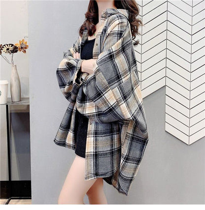 売り切れ必至 カジュアル 柔らかくて優しい印象 チェック柄 3色選択 シャツ E-9689