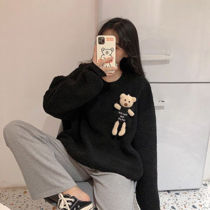 【裏起毛】好感度UP 長袖 キュート スウェット パーカー トップスE-10144