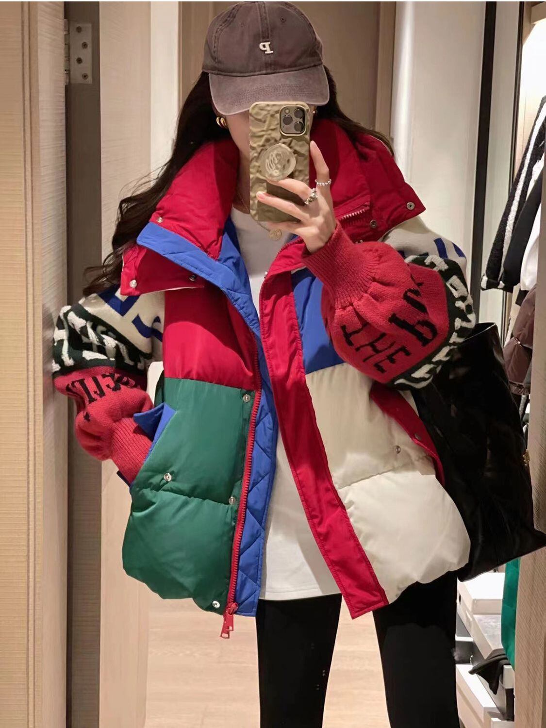 気質アップ 切り替え ファッション感満々 2色選択 ダウンジャケットE-10588