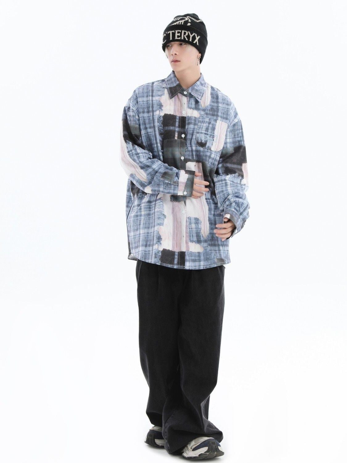 スタイルアップ カジュアル 個性的なデザイン チェック柄 全3色 カップル シャツ E-9165