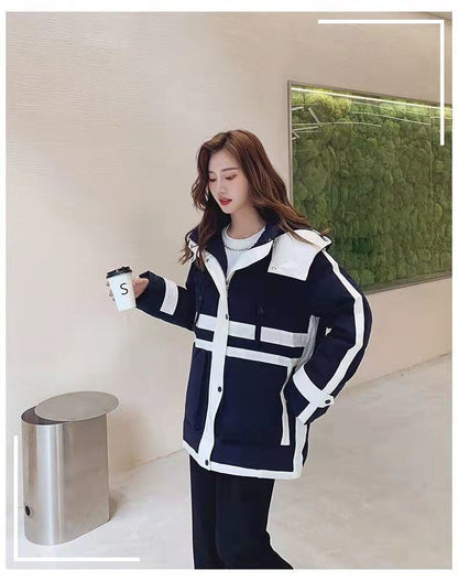 大活躍 オシャレ 都市ファッショ デザイン 気質アップ 切り替え ダウンジャケット E-9871