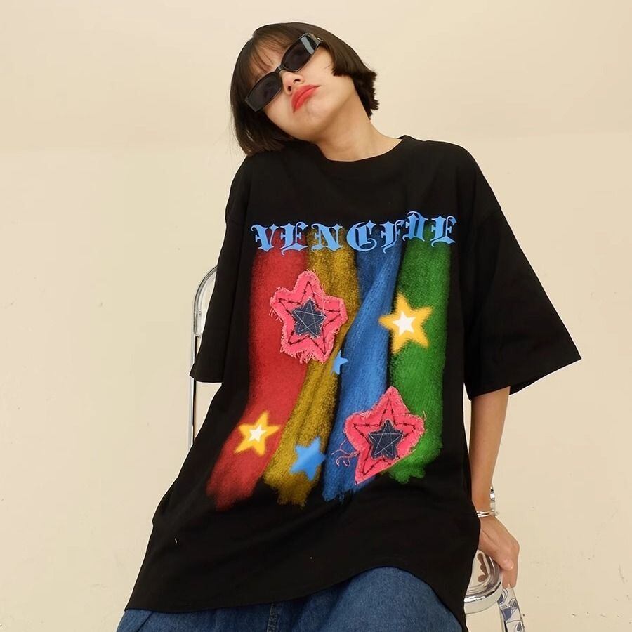 話題沸騰中 目を奪われる 流行新作 個性的なデザイン 2色選択 半袖 Tシャツ E-9309