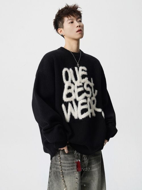 大人可愛い ファッション感満々 切り替え 3色選択 男女兼用 ニットE-12550