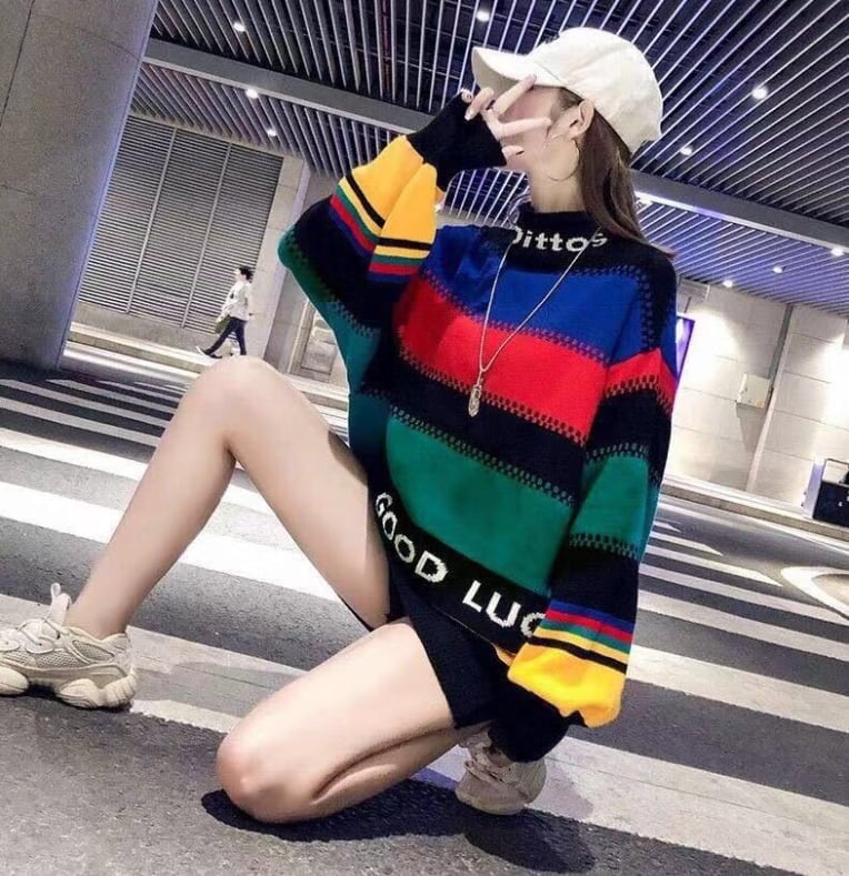 【裏起毛】絶対流行 個性派 海外トレンド セーターE-5717