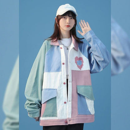 人気商品再入荷 ジャケット 切り替え ゆったりコートE-4971