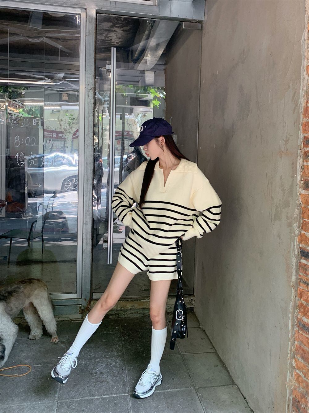 目を奪われる 切り替え スタイルアップ ジャケット＋ショートパンツ セットアップE-10916