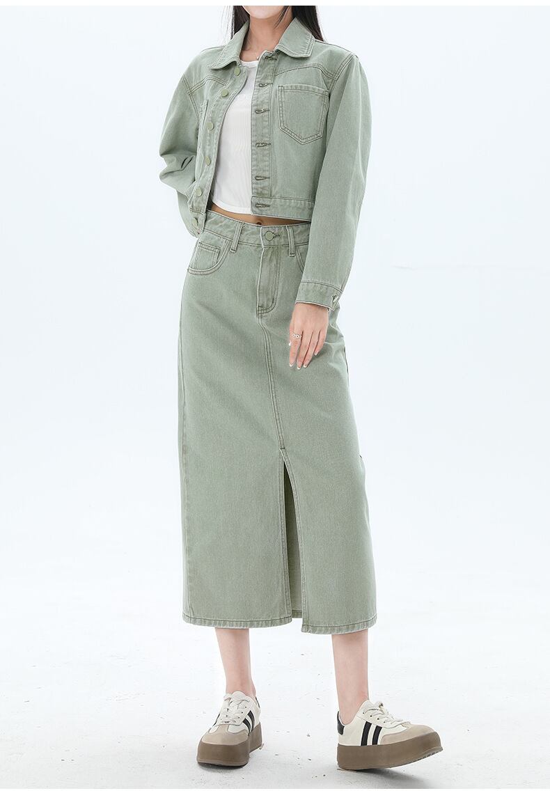 カジュアル 長袖 定番シンプル ジャケット＋スカート セットアップ E-10943