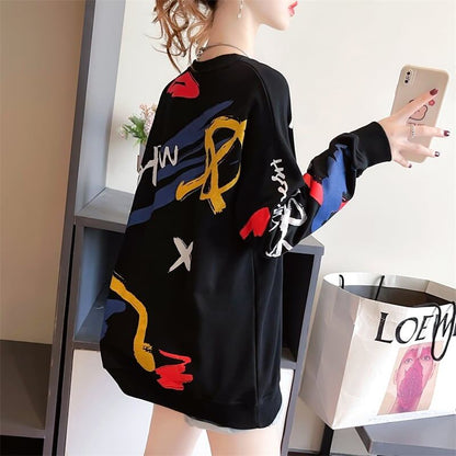 美人度アップ プリント ファッション スウェット パーカーE-3694