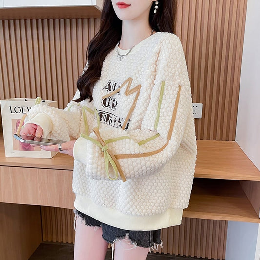 ファッション ラウンドネック キュート 長袖 スウェットE-9828