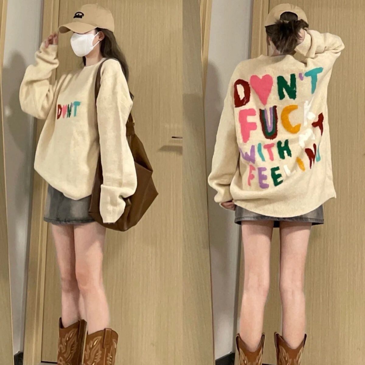 存在感抜群 韓国風ファッション トレンドアイテム カジュアル 3色選択 ニットトップスE-10642