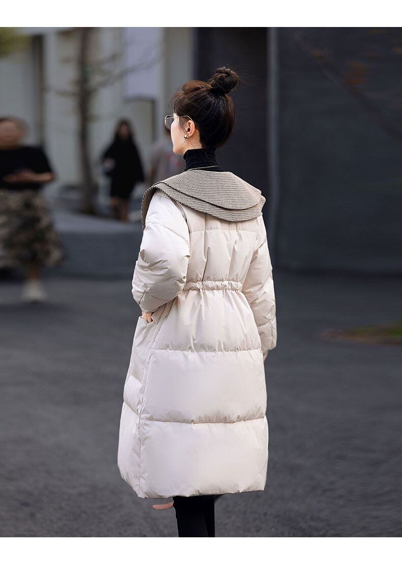 都市ファッショ デザイン オシャレ 切り替え 2色選択 ロングダウンジャケット E-9739