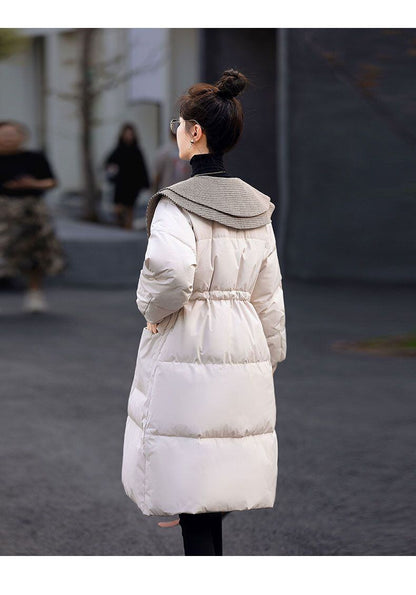 都市ファッショ デザイン オシャレ 切り替え 2色選択 ロングダウンジャケット E-9739