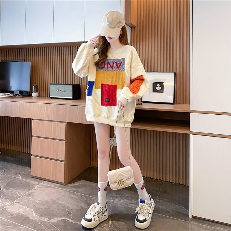 存在感たっぷり  切り替えカラーマッチング 三色スウェットE-4055