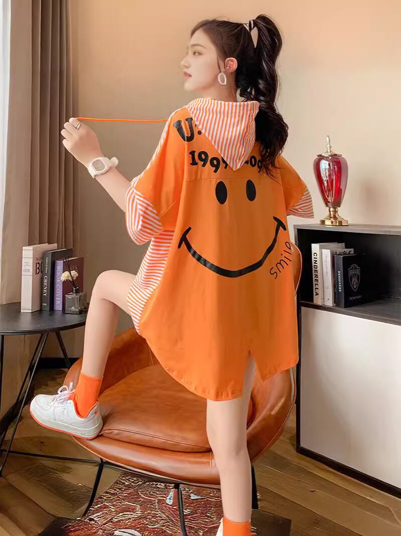 スタイルアップ効果抜群 ストライプ柄 アバンギャルド 切り替え レース プリント全2色 半袖TシャツE-9111