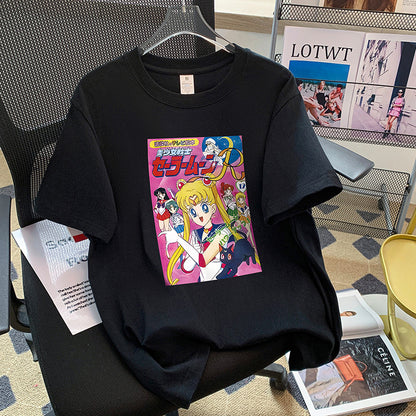 美人度アップ上質 カジュアル アバンギャルド プリント 半袖Tシャツ-A761