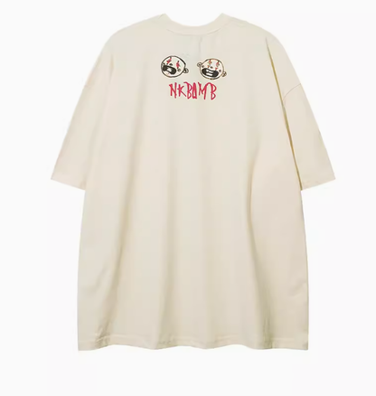 絶対欲しい 上質 カジュアル ルーズ プリント 半袖Tシャツ-A743