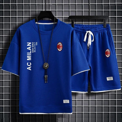 男女兼用 スポーツ風 Tシャツ & ショーツ セットアップ E-13155