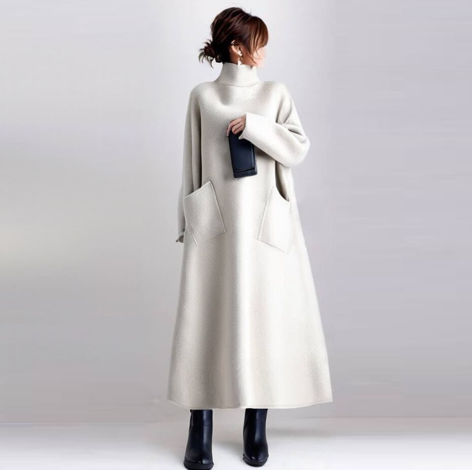 デザイン感抜群レイヤード風ゆったり全2色ケープコートE-12217