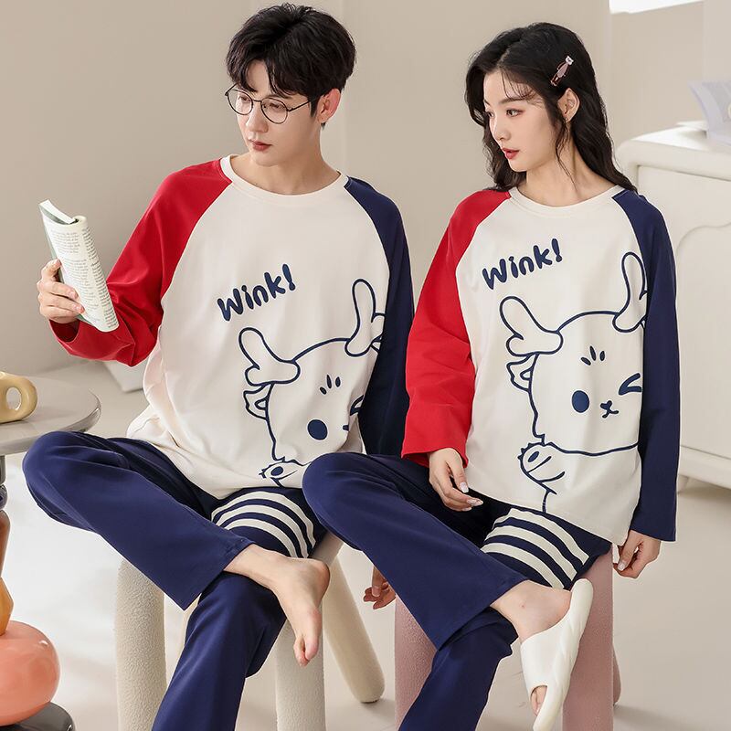 絶対欲しい 肌触り抜群 アクティブも綺麗も叶う キュート カップルパジャマ E-9484