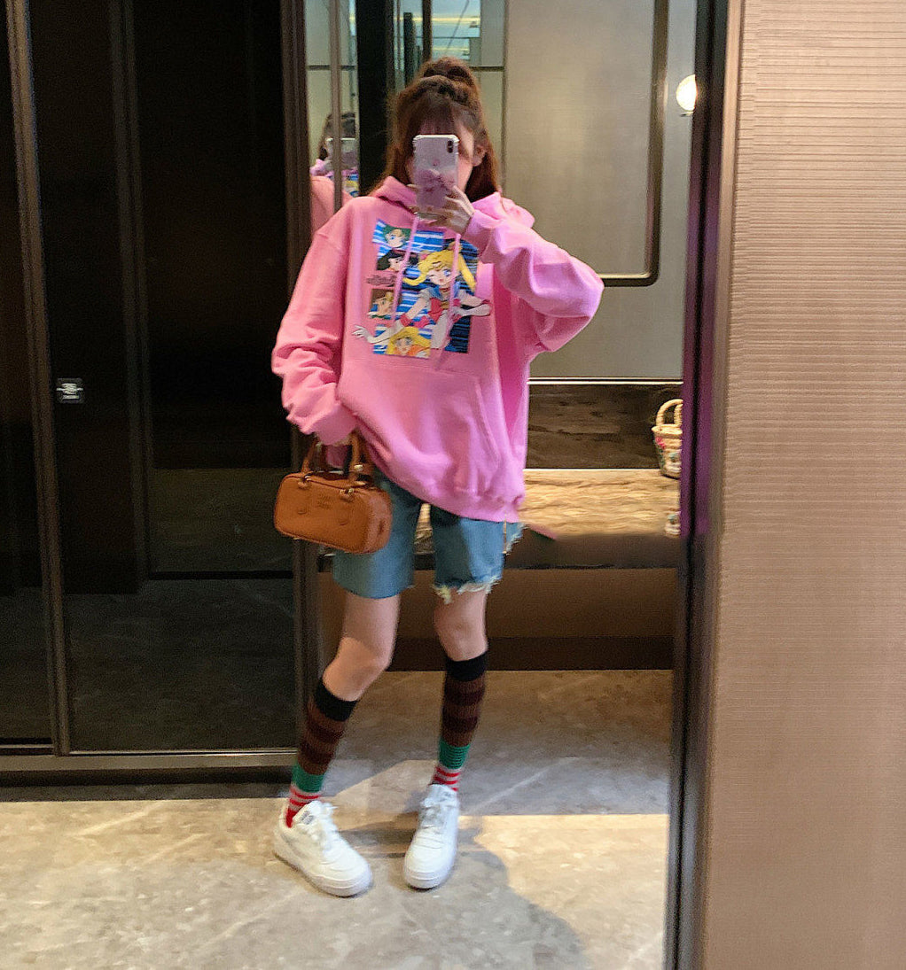 絶対流行  流行新作 目を奪われる  大人可愛い カジュアル  プリントパーカー -A1515