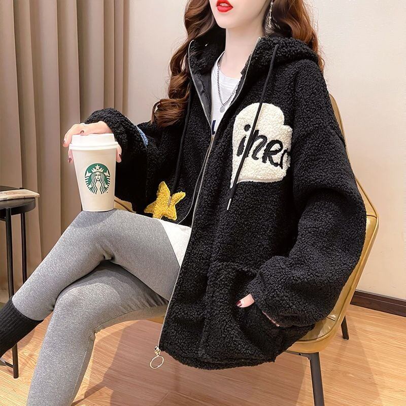 流行新作 美人度アップ 目を奪われる カジュアル 3色選択 ラムフリース コート ボアジャケットE-9792