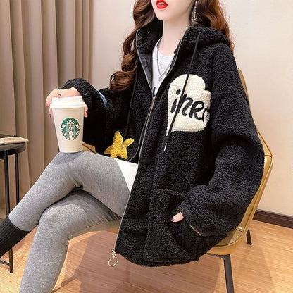 流行新作 美人度アップ 目を奪われる カジュアル 3色選択 ラムフリース コート ボアジャケットE-9792