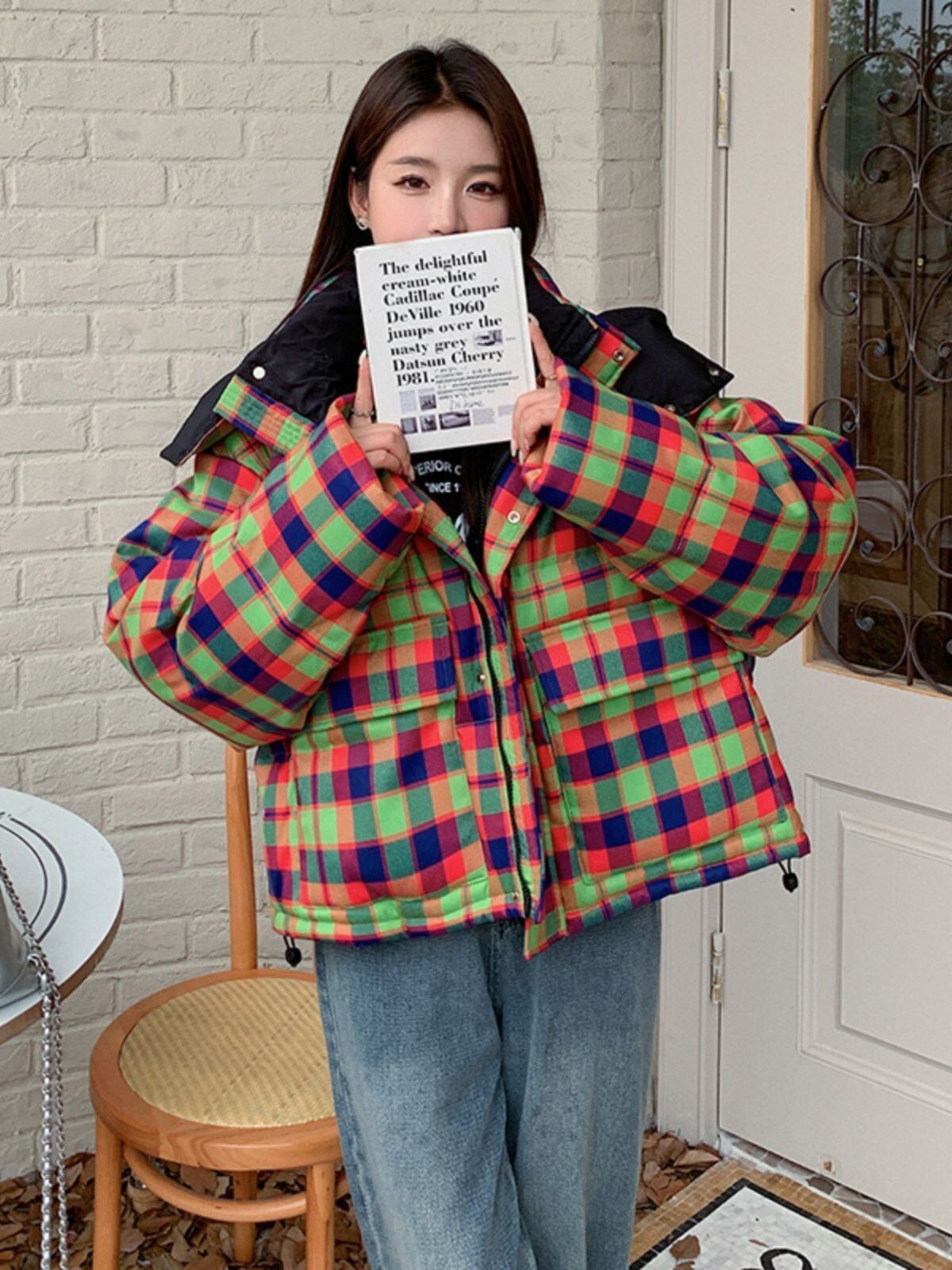 個性派 フード付きジッパーコート スタイルアップ E-10056