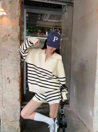 目を奪われる 切り替え スタイルアップ ジャケット＋ショートパンツ セットアップE-10916