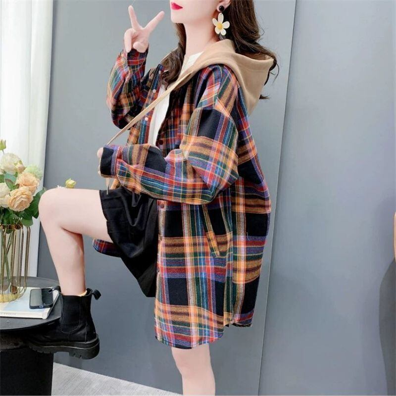 売り切れ必至 カジュアル スタイルアップ効果抜群 チェック柄 2色選択 シャツ E-9711