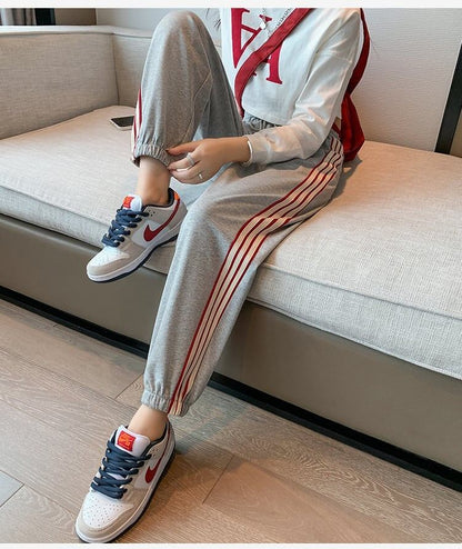【半額！期間限定！！】定番シンプル 三色 ストライプ柄 スウェット ジョガーパンツ E-4095