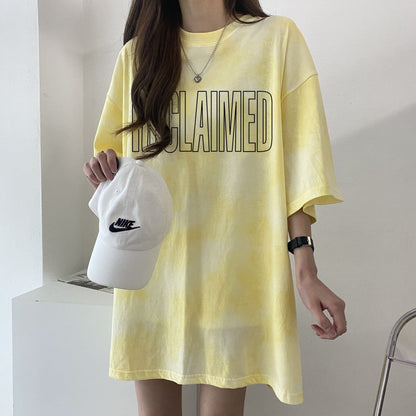 海外トレンド カジュアル 好感度UP 絞り染め 全4色 半袖 Tシャツ E-9219