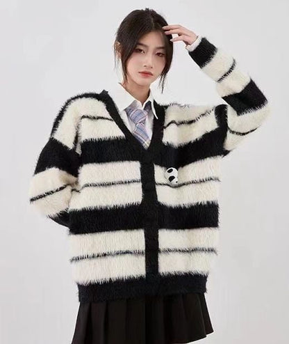 着回し力抜群 高見えデザイン 快適トップス ストライプ柄 3色選択 ニットトップスE-9719