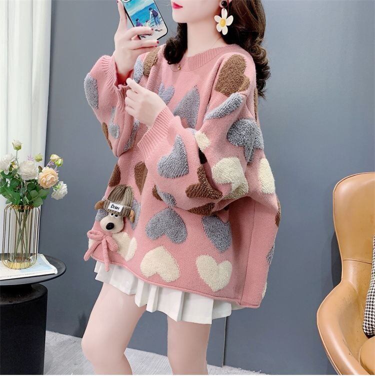 着回し力抜群 スタイルアップ 大人可愛い カジュアル 2色選択ニットトップスE-10582